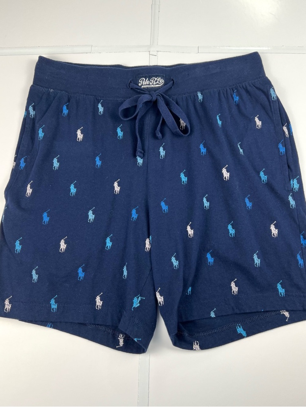Polo Ralph Lauren All Over Pony Logo Sleep Shorts size S Blue ADD TO A BUNDLE